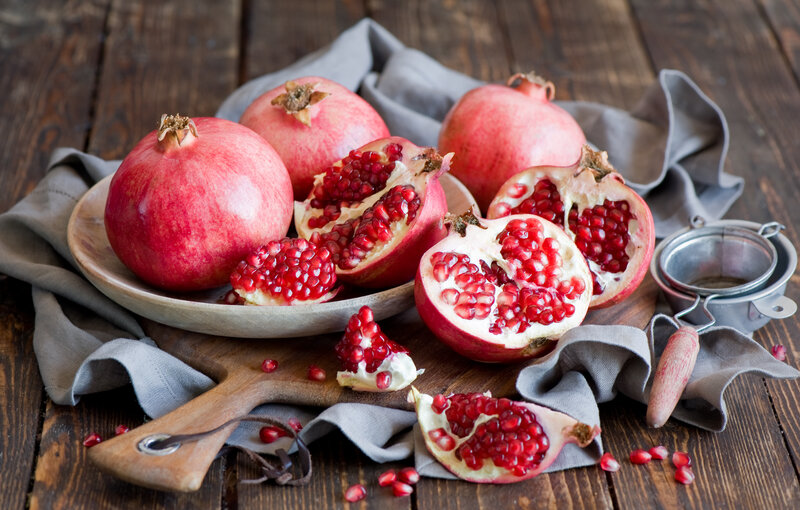 Pomegranates on Wood