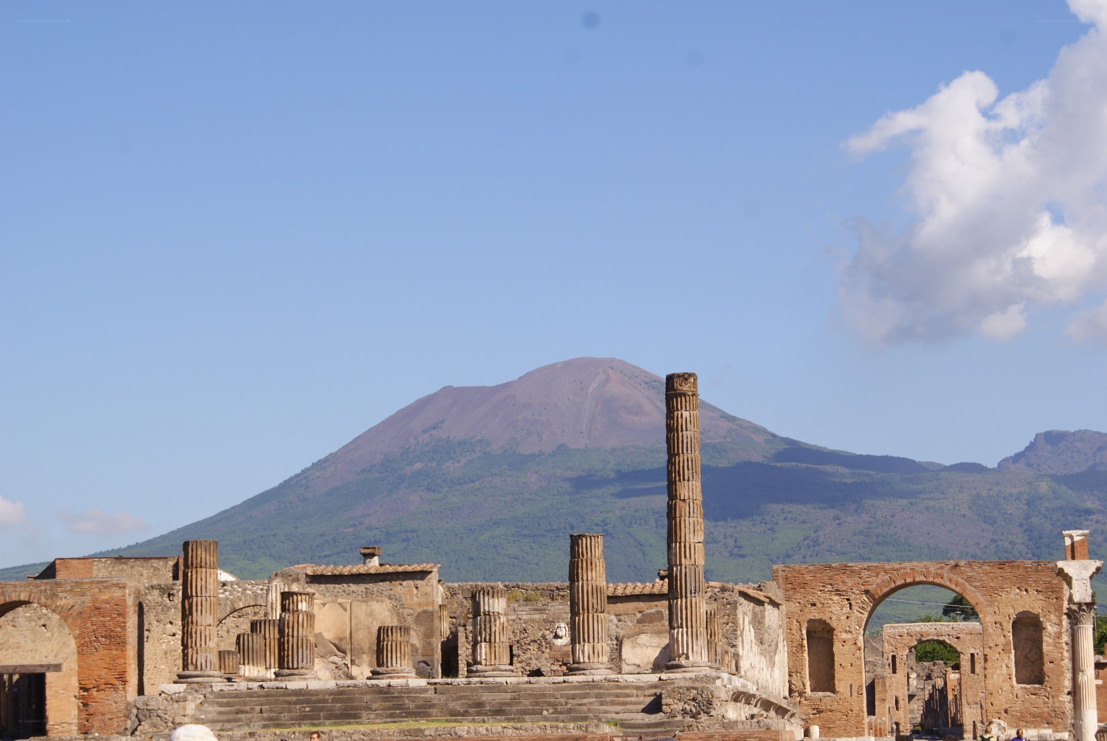 Pompeii ruins with Mount Vesuvius