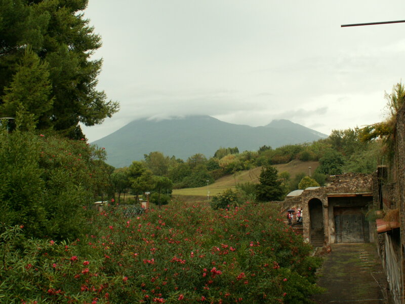 Pompeii with Mount Vesuvius in background