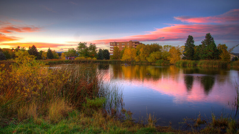 Pond at Sunset — Blue