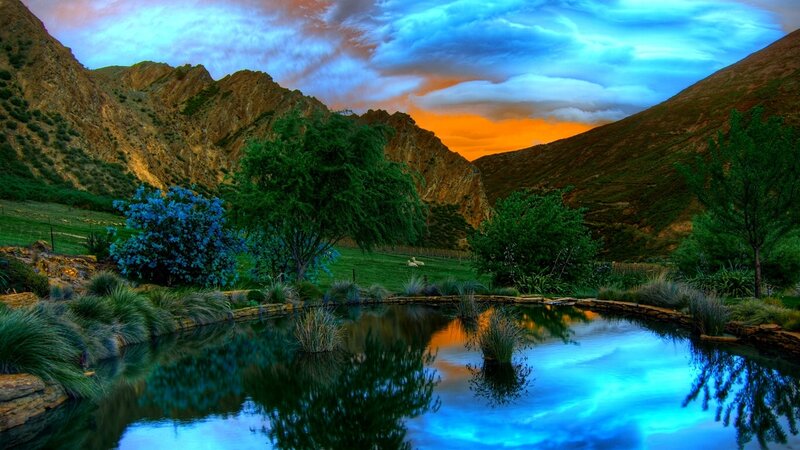 Pond in Mountain Valley — Blue