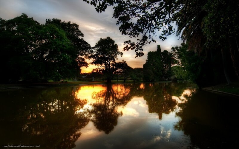 Pond Reflecting Sunset — Orange, Serene
