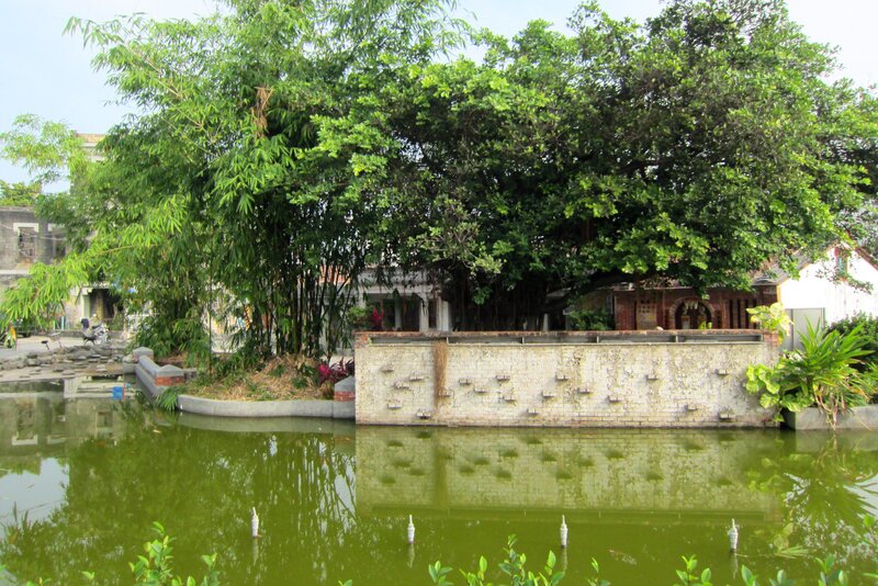Pond with Brick Wall