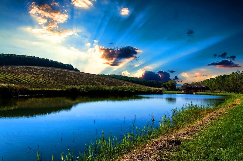 Pond with Farmhouse