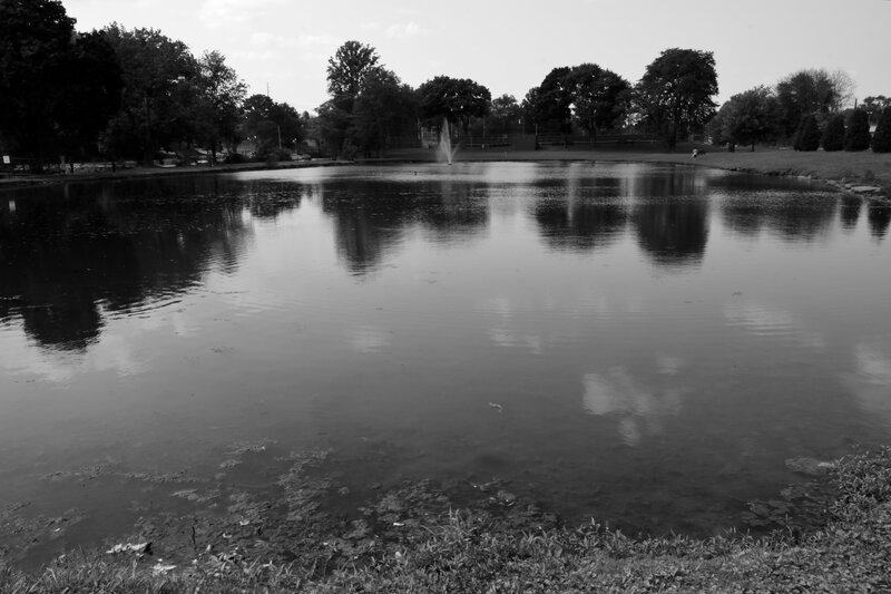 Pond with Fountain — Black