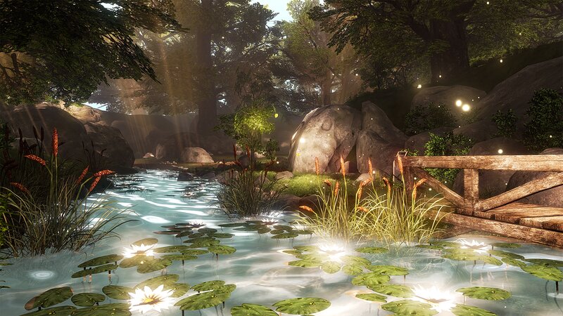 Pond with Lily Pads — Green, Serene, Morning, 3d Render