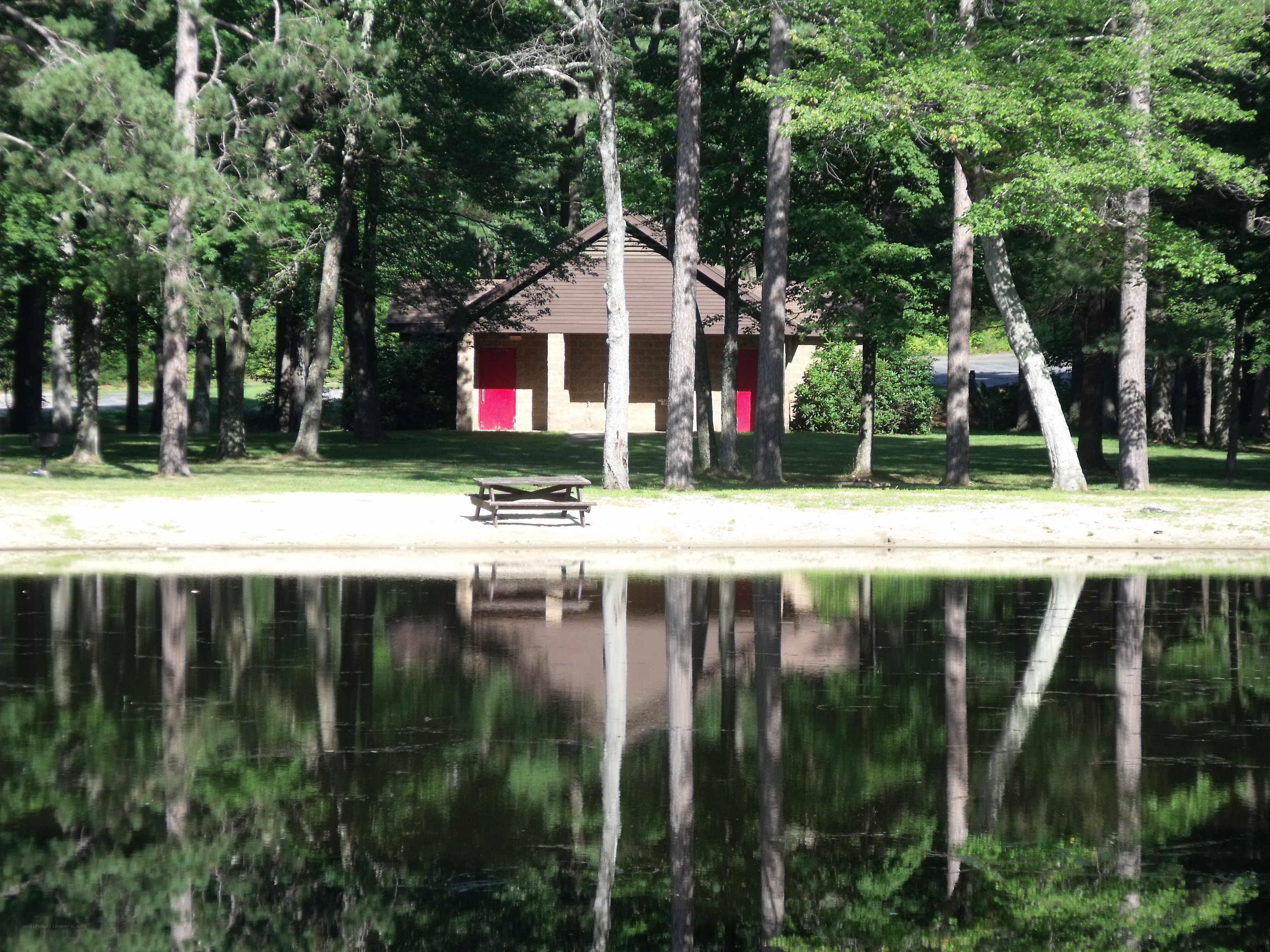 Pond with picnic shelter
