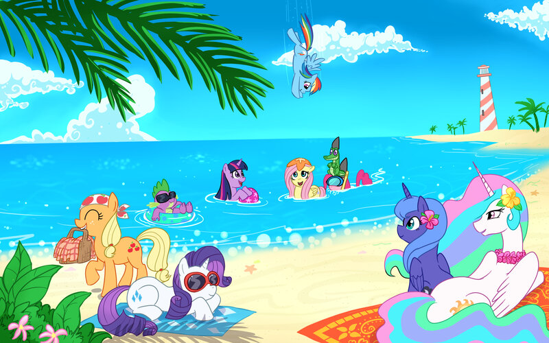 ponies at the beach