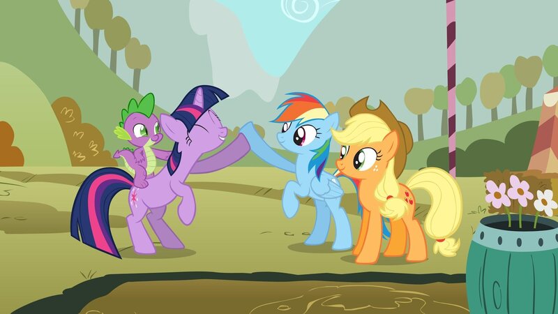 ponies celebrating together