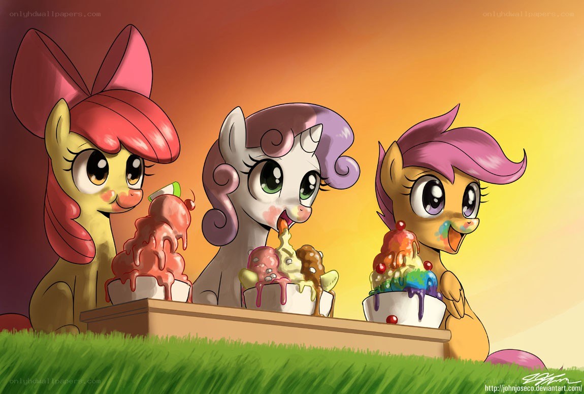 ponies eating ice cream