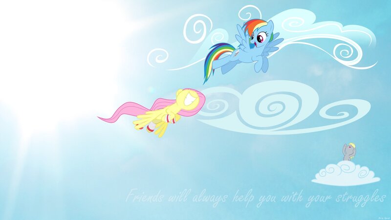 Ponies Flying in Sky — Blue, Serene
