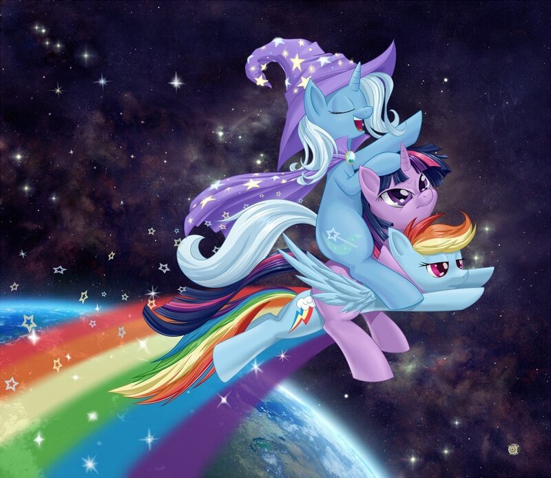 Ponies Flying in Space