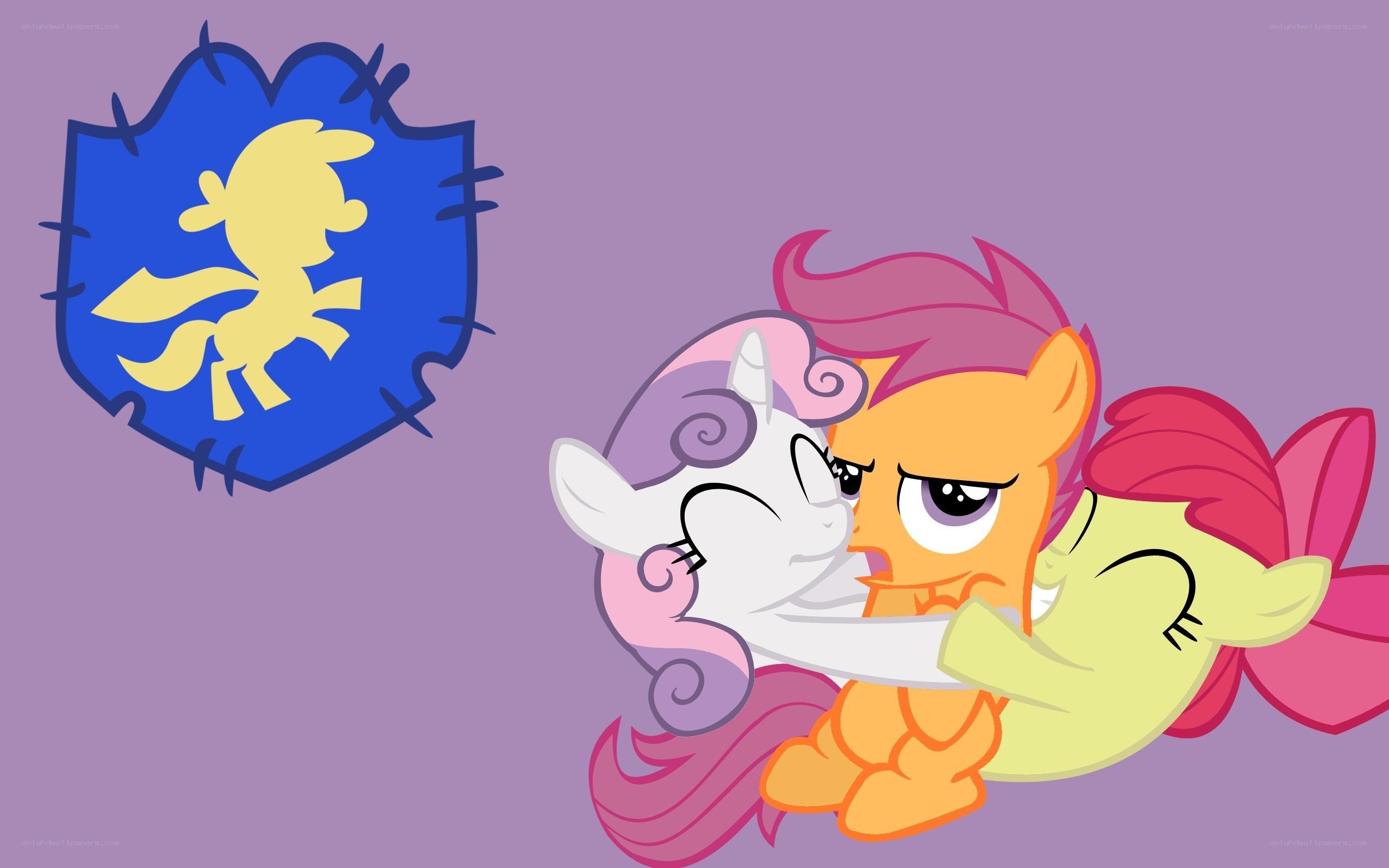 ponies hugging each other