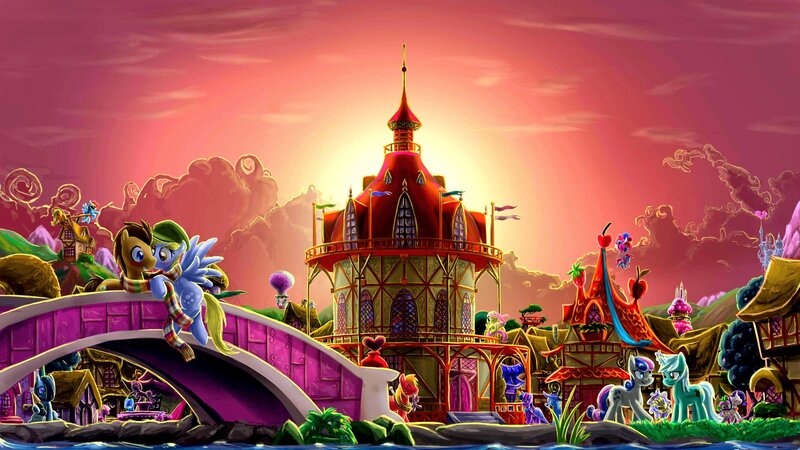 Ponies in a Fantasy Town