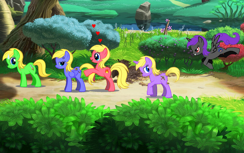 Ponies in a Forest — Green
