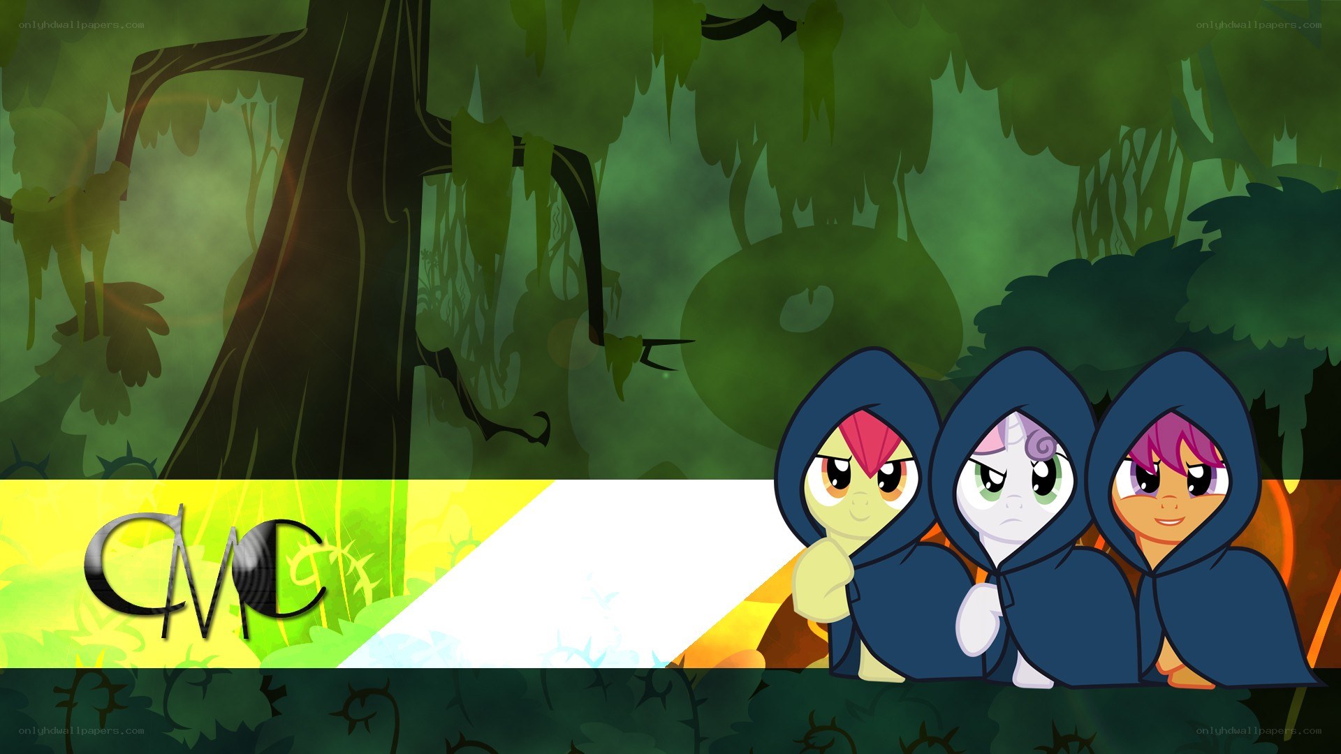 ponies in a forest