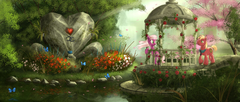 Ponies in a Garden