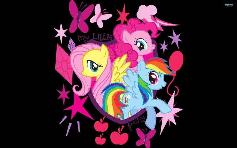 Ponies in a Group — Pink, Playful, Digital Art