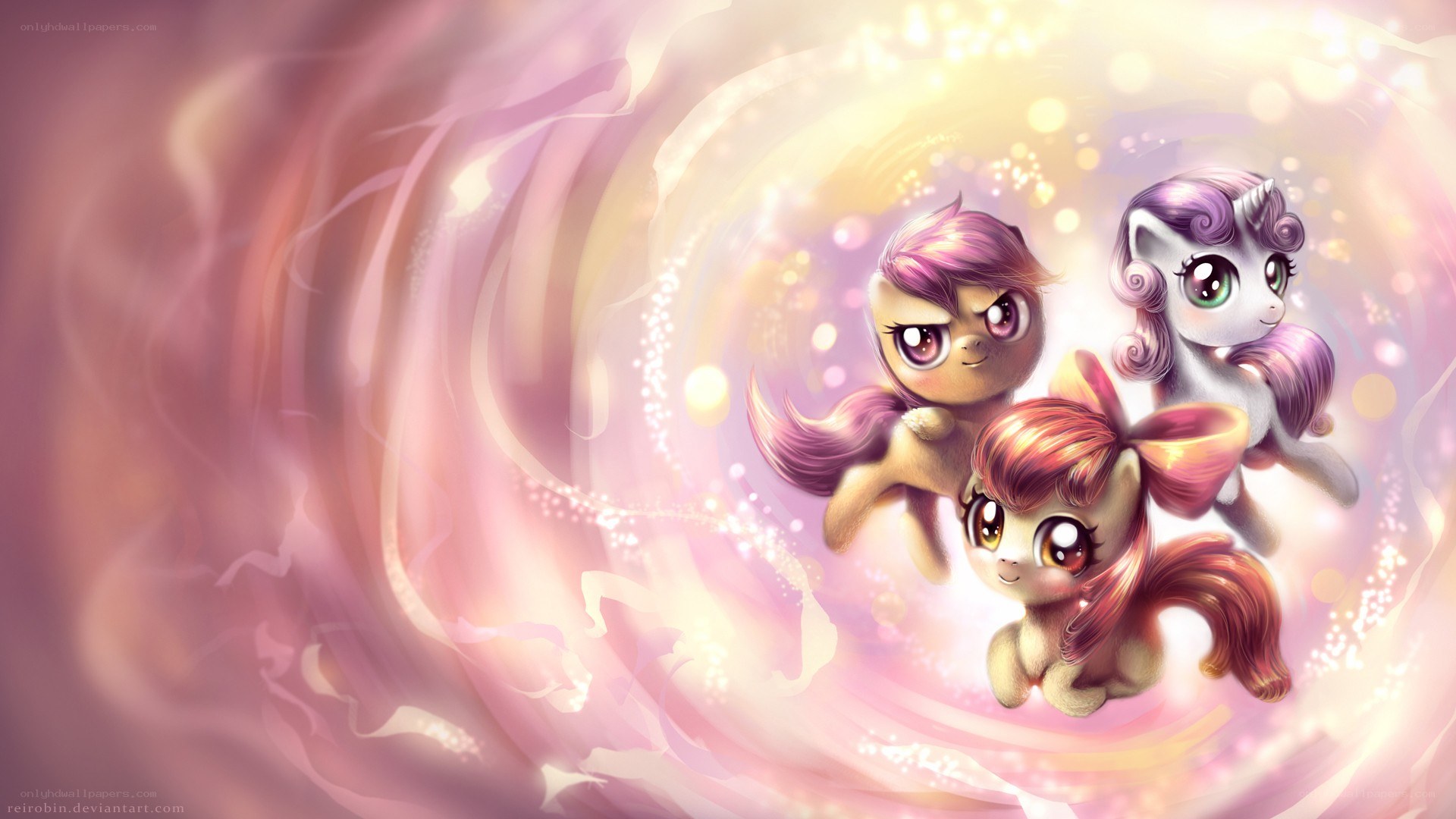 ponies in a magical swirl