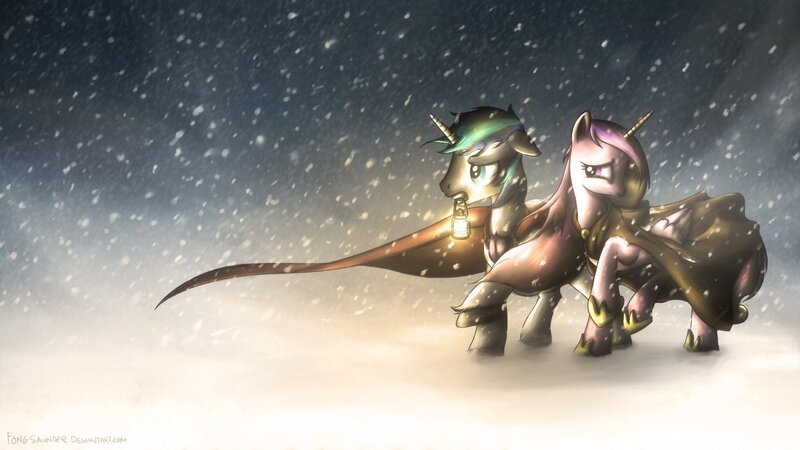 ponies in a snowstorm