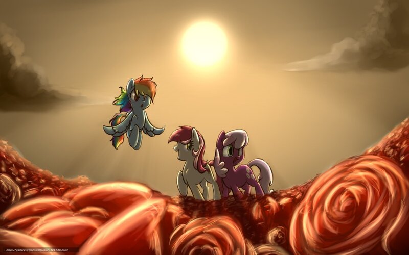 ponies in a surreal landscape