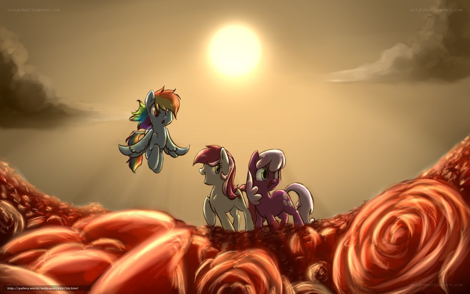ponies in a surreal landscape