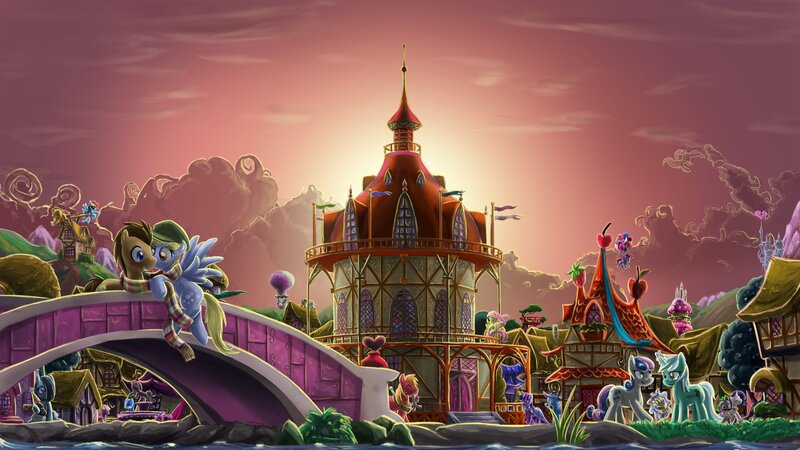 Ponies in a Town