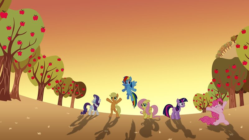 Ponies in an Orchard