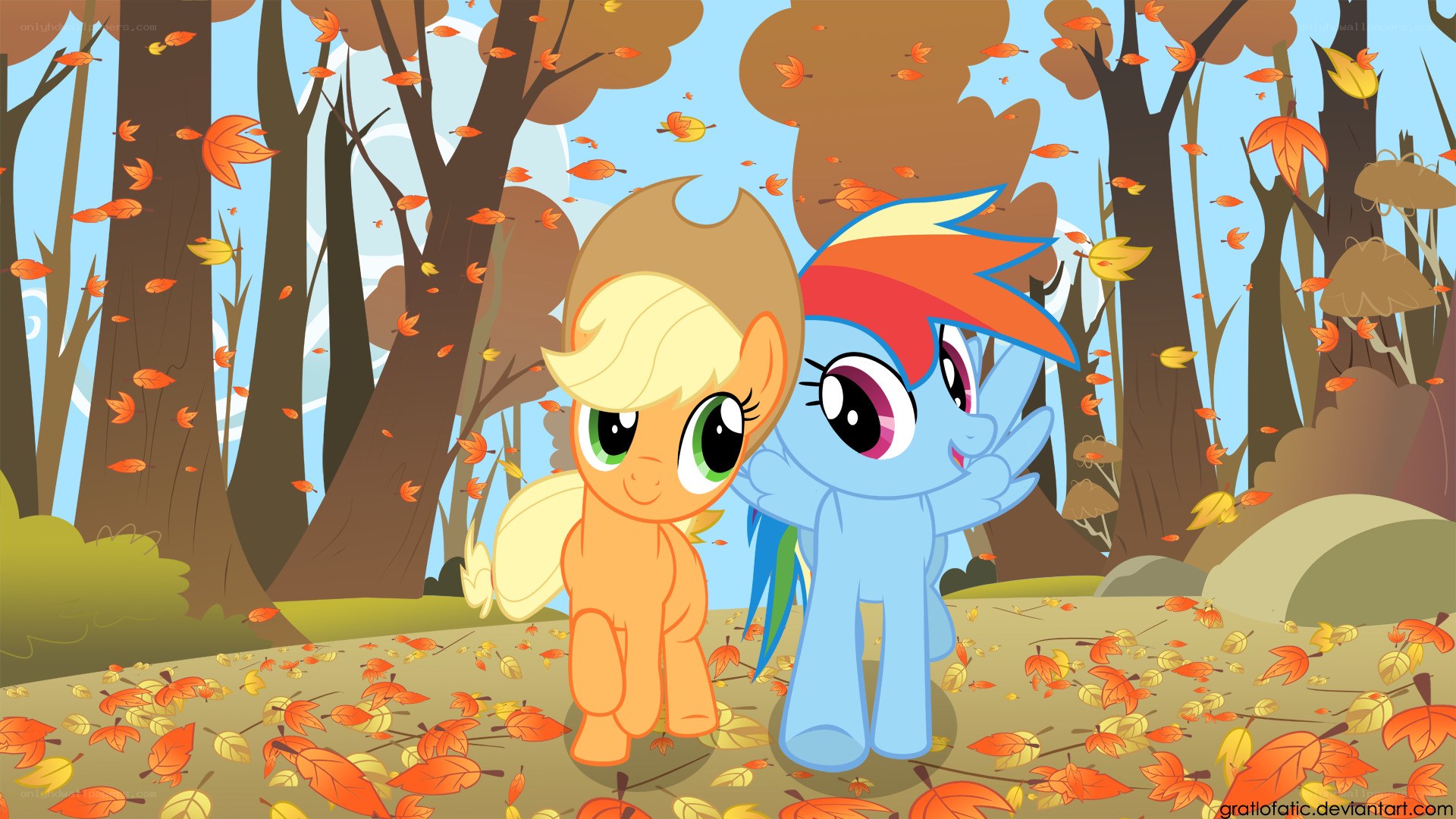ponies in autumn forest