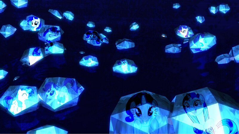 ponies in glowing crystals