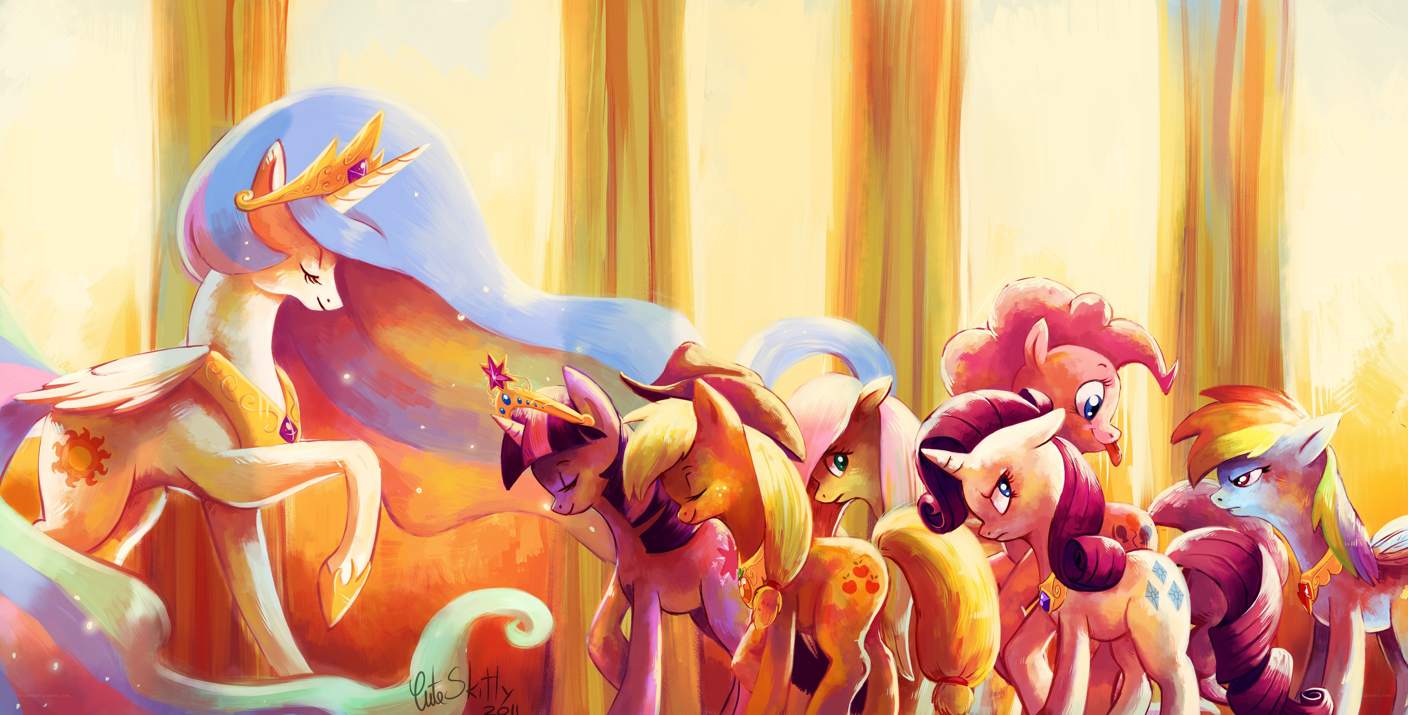 ponies in golden light