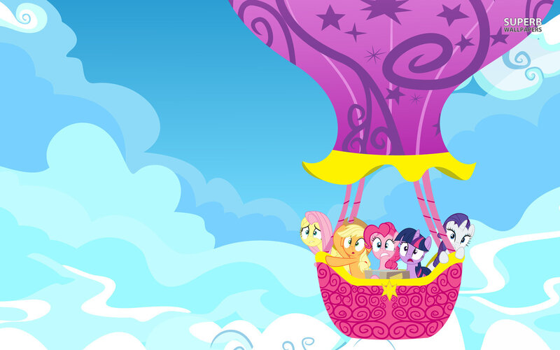 Ponies in Hot Air Balloon — Blue