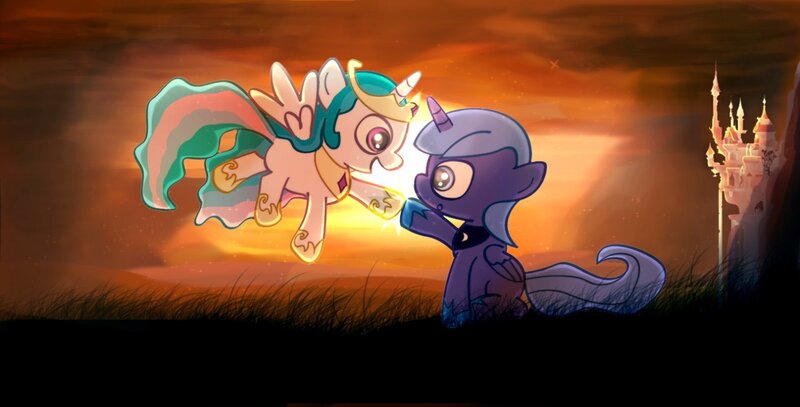 ponies in sunset