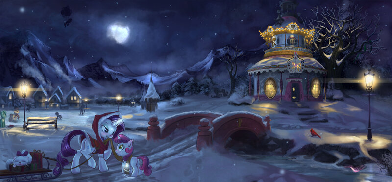 Ponies in Winter Scene