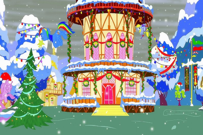 Ponies in Winter Village