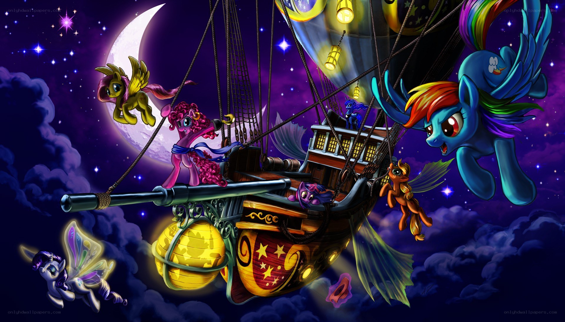 ponies on a flying ship