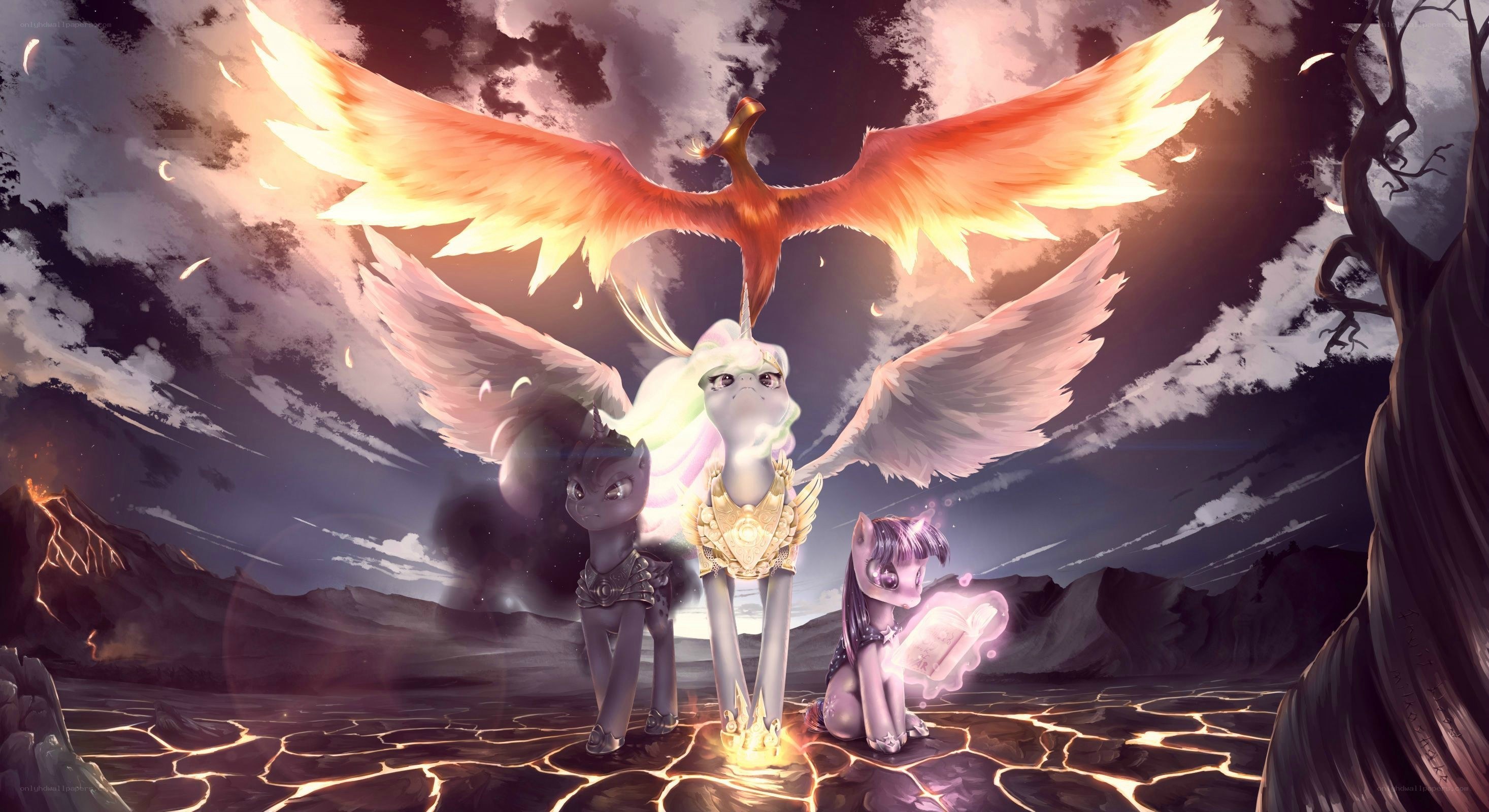 ponies with a phoenix