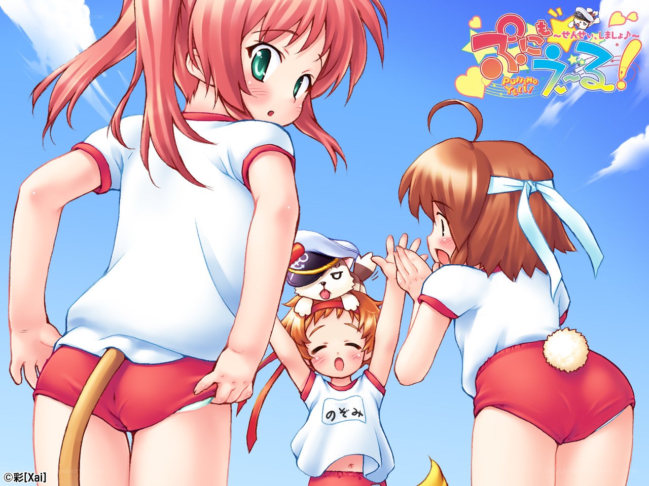 Ponkichi characters in school uniforms
