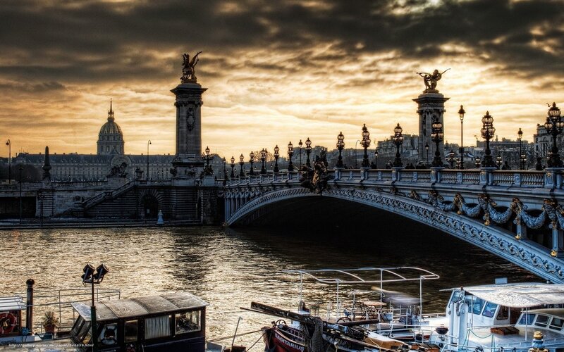Pont Alexandre III Bridge — Gold, Dramatic, Sunset, Photograph