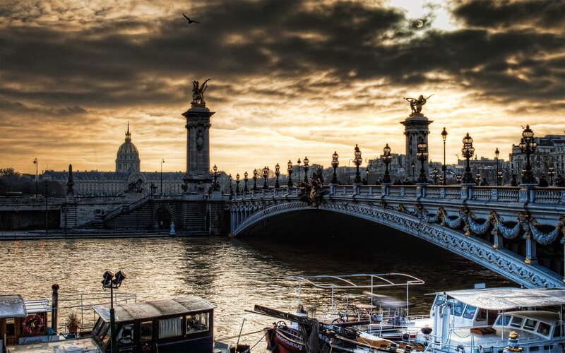 Pont Alexandre III Bridge — Gold, Dramatic, Sunset