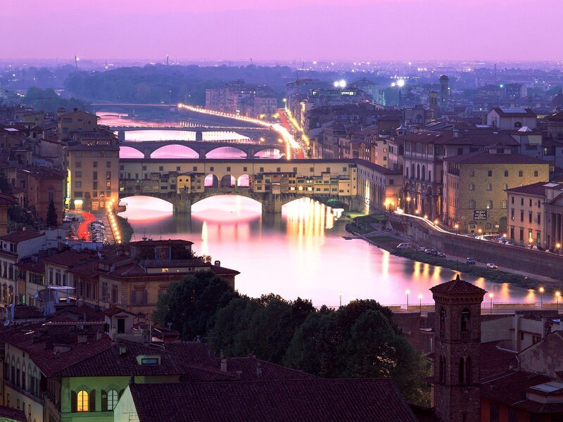 Ponte Vecchio at Dusk — Purple, Serene
