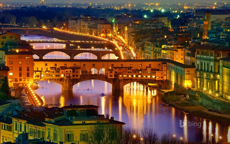 Ponte Vecchio at Night — Yellow