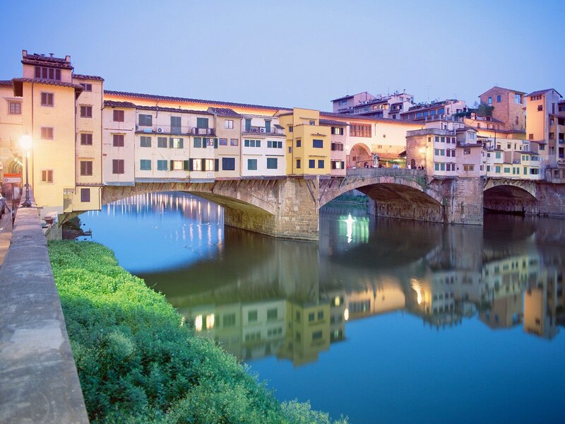 Ponte Vecchio Bridge — Blue, Serene, Sunset, Photograph, River