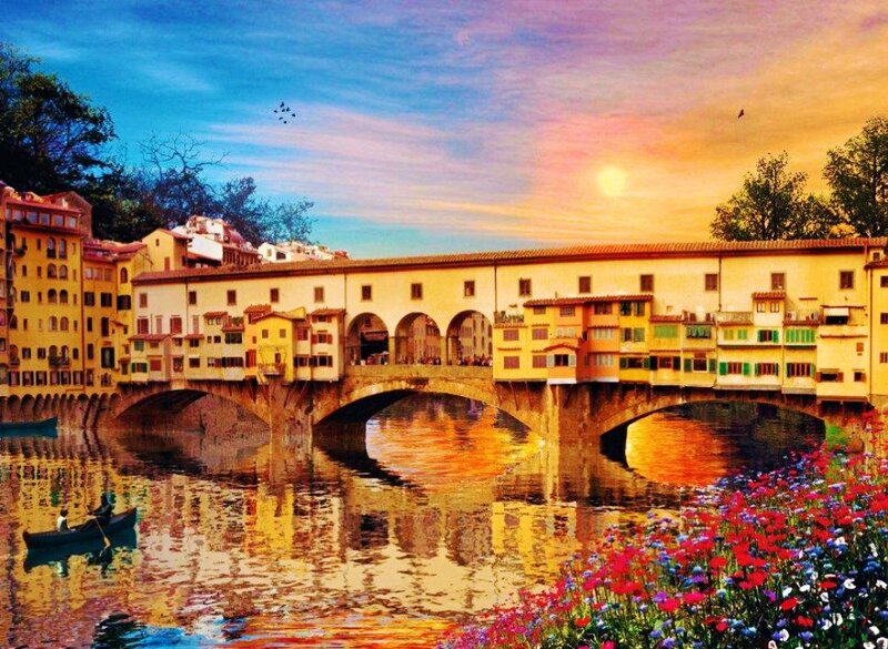 Ponte Vecchio Bridge — Blue, Serene, Sunset