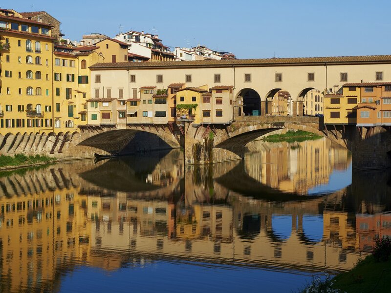 Ponte Vecchio Bridge — Yellow, Serene, Afternoon, Photograph, River