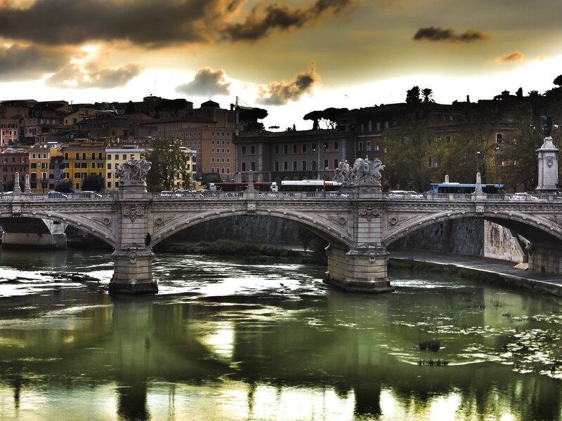 Ponte Vittorio Emanuele II — Green, Dramatic, Sunset, Photograph