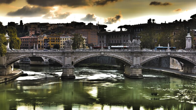 Ponte Vittorio Emanuele II — Green, Dramatic, Sunset