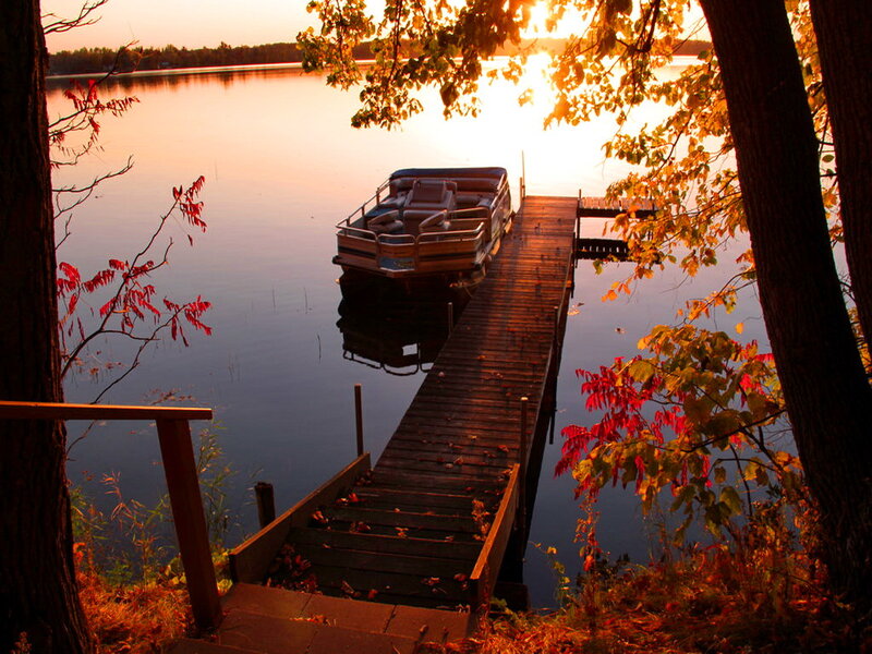 Pontoon Boat at Sunset
