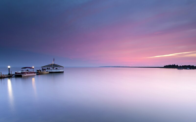 Pontoon Boats at Dock — Purple