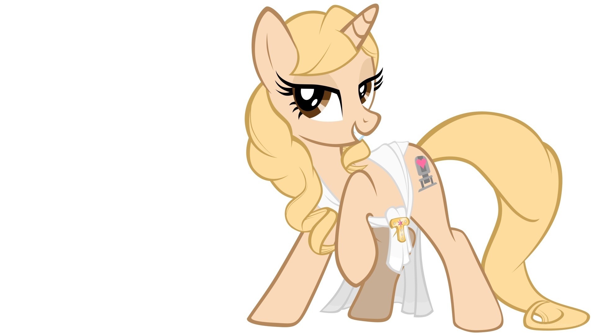 pony character in white toga